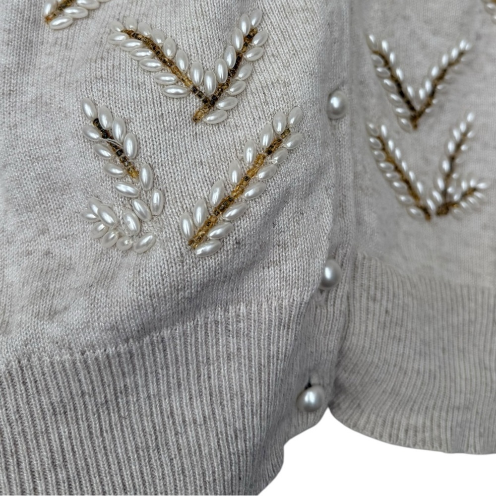 Vintage Danier Pearl Embellished Beaded Cardigan Sweater Size Large 80s 90s - Picture 8 of 10